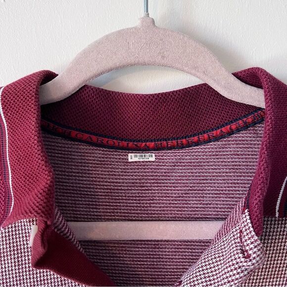 Carolina Herrera maroon houndstooth print polo shirt men’s size S - Picture 3 of 8